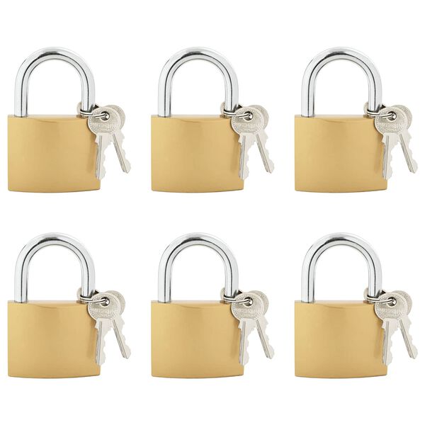 vidaXL U Lock с ключове 6 pcs Месинг Желязо
