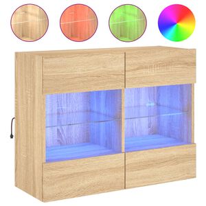 vidaXL Стенен ТВ шкаф с LED осветление, сонома дъб, 78,5x30x60,5 см