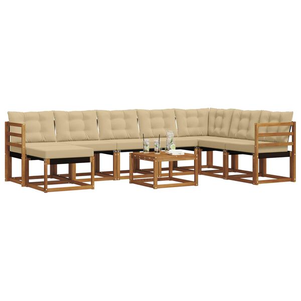 vidaXL Комплект дивани за открито 9 pcs Натурален и Бежов