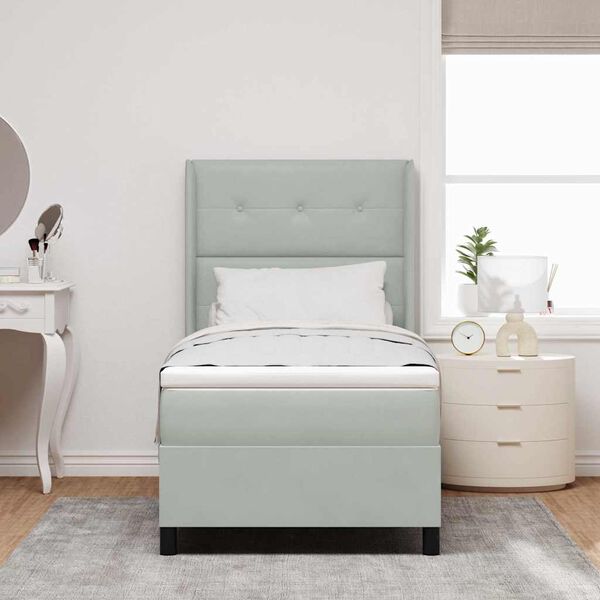 vidaXL Легло с пружинирана основа Светлосиво 90 x 200 cm Кадифе