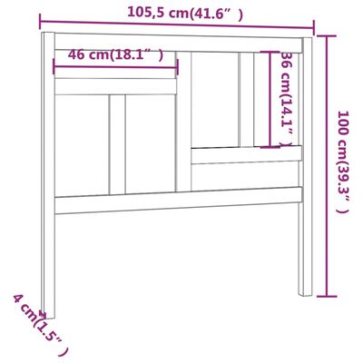 vidaXL Горна табла за легло, 105,5x4x100 см, бор масив