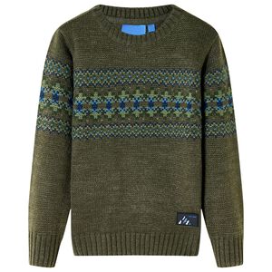 vidaXL Детски плетен пуловер, каки, 92