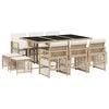 vidaXL Градински комплект с възглавници, 11 части, бежов полиратан