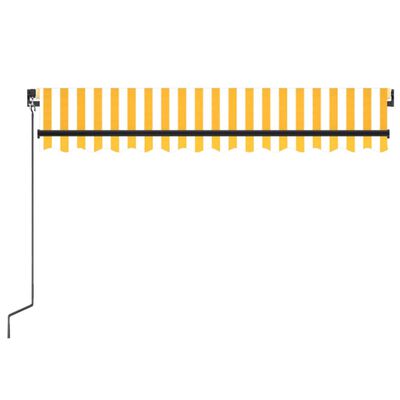 vidaXL Ръчно прибиращ се сенник, 350x250 см, жълто и бяло