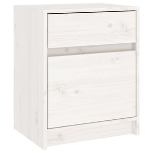vidaXL Нощно шкафче, бяло,40x31x50 см, борово дърво масив