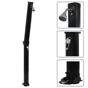 vidaXL Сгъваем соларен душ, черен, 214 см, 23 л