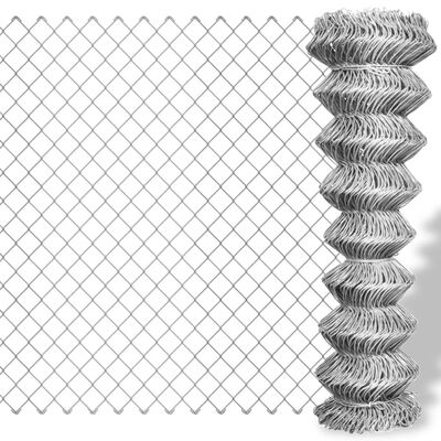 vidaXL Плетена оградна мрежа поцинкована стомана 15x1,25 м сребриста
