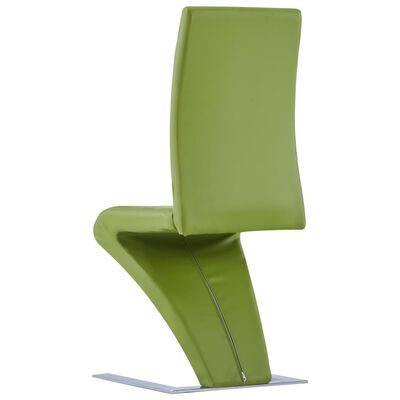 vidaXL Трапезни столове, зигзагообразни, 2 бр, зелени, изкуствена кожа