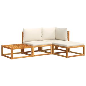 vidaXL Комплект градински дивани от 4 части с възглавници, дърво, акация и ратан