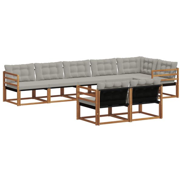 vidaXL Комплект дивани за открито 8 pcs Естествено и светло сиво
