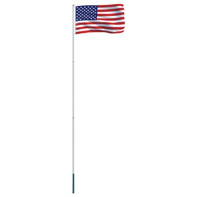 vidaXL Флаг на САЩ и алуминиев флагщок, 4 м