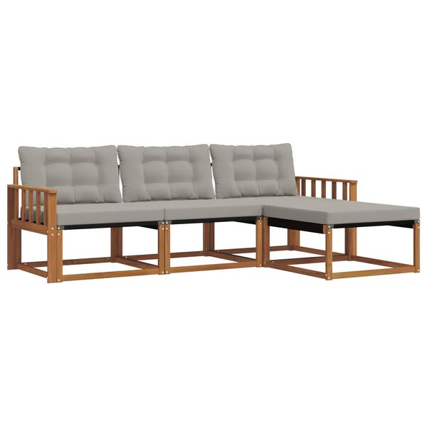 vidaXL Комплект дивани за открито 4 pcs Естествено и светло сиво
