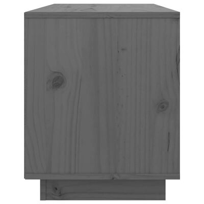 vidaXL ТВ шкаф, сив, 74x35x44 см, бор масив