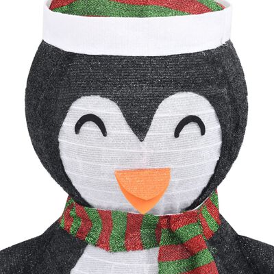 vidaXL Декоративен коледен снежен пингвин LED лукс плат 90 см