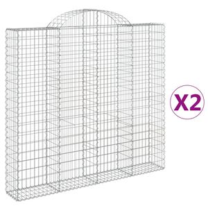 vidaXL Габионни кошници арка 2 бр 200x30x180/200 см поцинковано желязо