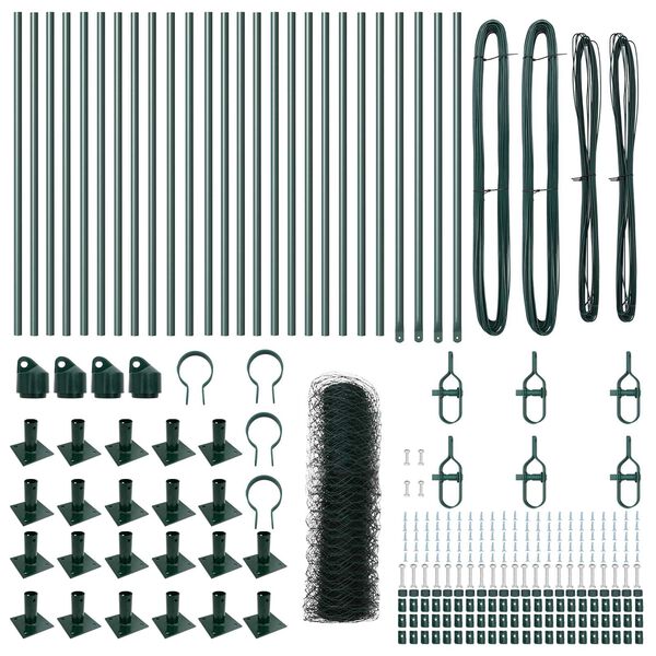 vidaXL Стълб за ограда. Зелен 50 x 0,8 м (50 мм мрежа) Стомана и PVC