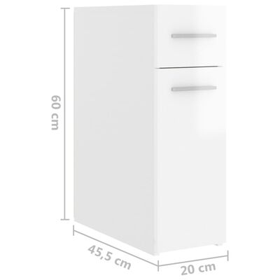 vidaXL Шкаф органайзер, бял гланц, 20x45,5x60 см, ПДЧ