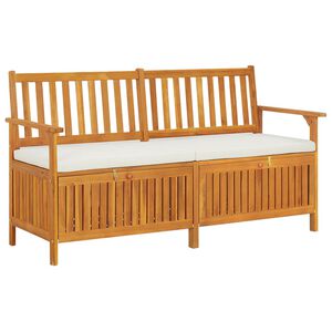 vidaXL Пейка за съхранение с възглавница, 148 см, акация масив