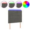 vidaXL LED горна табла за легло, тъмносива, 100x5x118/128 см, кадифе