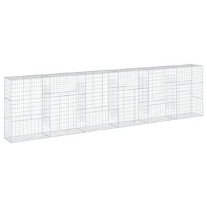 vidaXL Габионна кошница с покритие, 600x50x150 см, поцинковано желязо