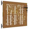 vidaXL Градинска порта 85x75 см, кортенова стомана, дизайн от бамбук