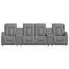 vidaXL 4-местен масажен реклайнер с държачи за чаши, сив, еко кожа