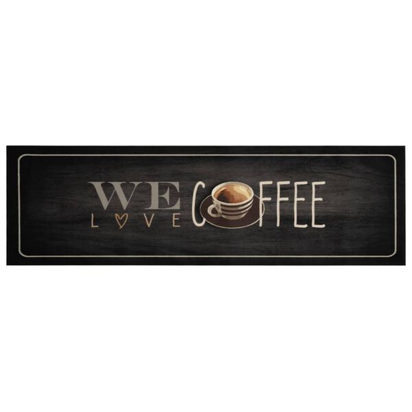 vidaXL Кухненско килимче, миещо, текст Coffee, 45x150 см, кадифе
