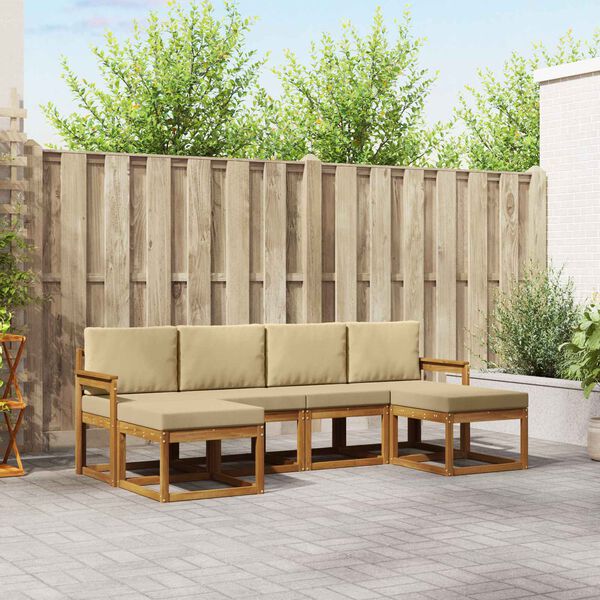 vidaXL Комплект дивани за открито 6 pcs Натурален и Бежов