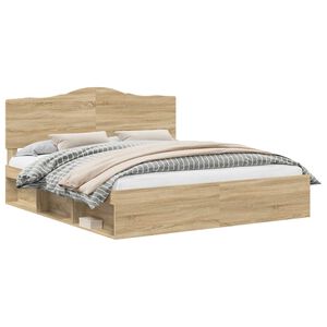 vidaXL Рамка за легло Сонома 200 x 200 cm Солидно борово дърво