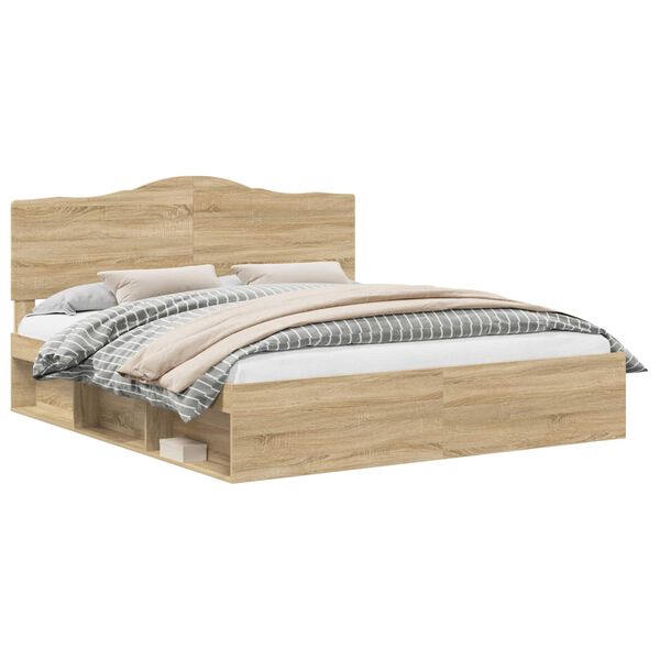 vidaXL Рамка за легло Сонома 200 x 200 cm Солидно борово дърво