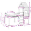 vidaXL Високо легло с покрив, бяло, 75x190 см, борово дърво масив