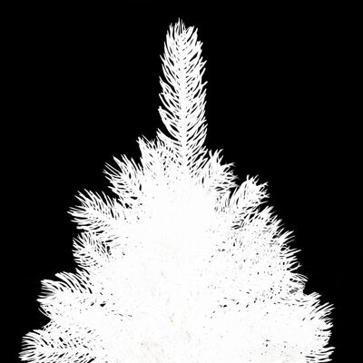 vidaXL Изкуствена осветена коледна елха с топки бяла 180 см