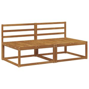 vidaXL 2 Брой Среден диван за открито Солидно акациево дърво Естествен