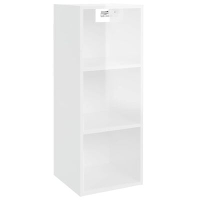 vidaXL Стенен шкаф, бял гланц, 34,5x32,5x90 см, инженерно дърво