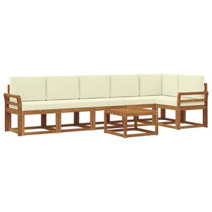 vidaXL Комплект дивани за открито 7 pcs Натурален и Крема