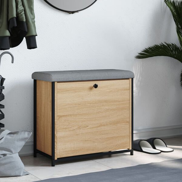 vidaXL Пейка за обувки с подвижно чекмедже, дъб сонома, 62x32x56 см