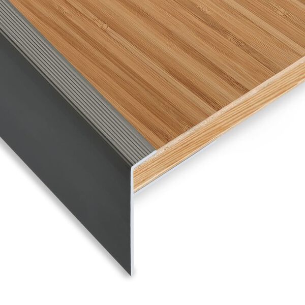 vidaXL F-образни ръбове за стъпала, 15 бр, алуминий, 134 см, кафяви