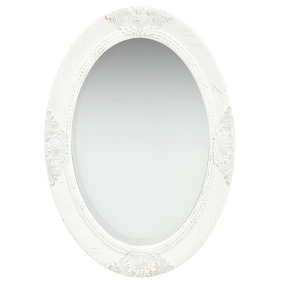 vidaXL Стенно огледало, бароков стил, 50x70 см, бяло