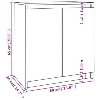 vidaXL Страничен шкаф, 60x36x65 см, бор масив