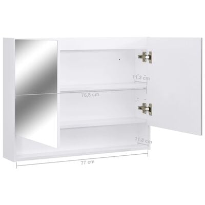 vidaXL Шкаф с LED огледало за баня, бял, 80x15x60 см, МДФ