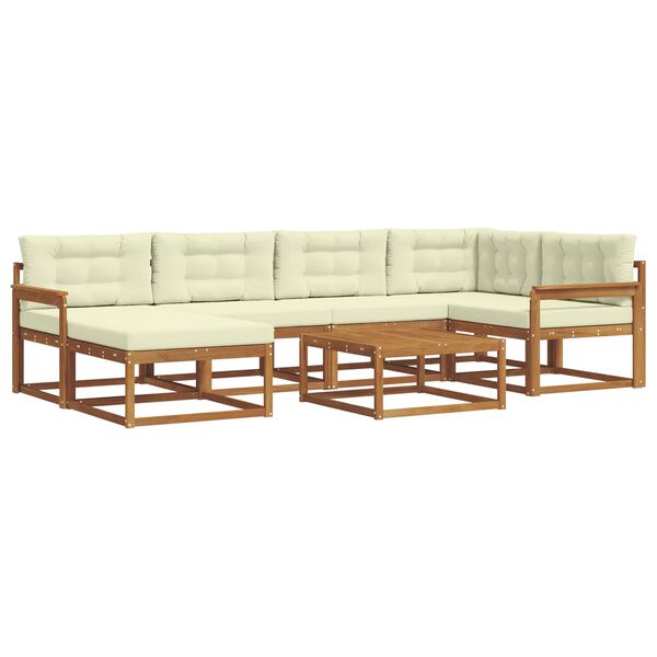 vidaXL Комплект дивани за открито 7 pcs Натурален и Крема
