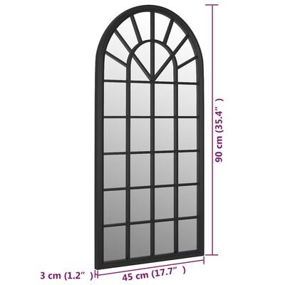 vidaXL Огледало, черно, 90x45 см, желязо, за употреба на закрито