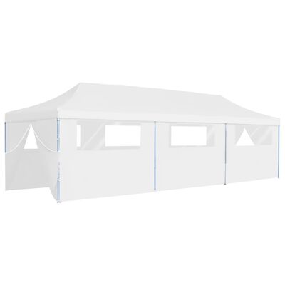 vidaXL Сгъваема шатра с 8 странични стени, 3x9 м, бяла