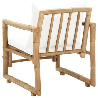 vidaXL Градински столове с възглавници, 2 бр, полиратан, бамбук