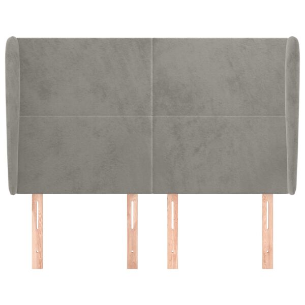 vidaXL Горна табла за легло с уши,светлосива, 147x23x118/128 см кадифе