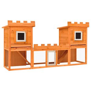 vidaXL Външна клетка за зайци/малки животни дървена голяма двойна къща