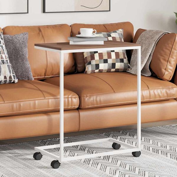 vidaXL Помощна маса с колелца бяла 55x35x70 см инженерно дърво