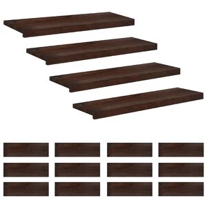 vidaXL Стъпала за стълби 16 бр. 80 x 25 x 2 cm Тъмен кафяв Солидно бук