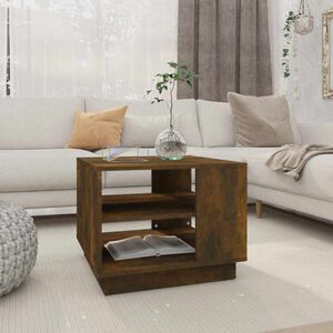vidaXL Кафе маса, опушен дъб, 55x55x43 см, инженерно дърво