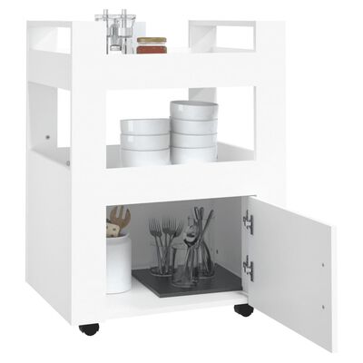 vidaXL Кухненска количка, бяла, 60x45x80 см, инженерно дърво